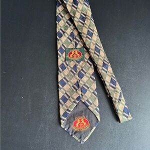 Gucci Plaid Silk Tie in Tan, Navy & Green